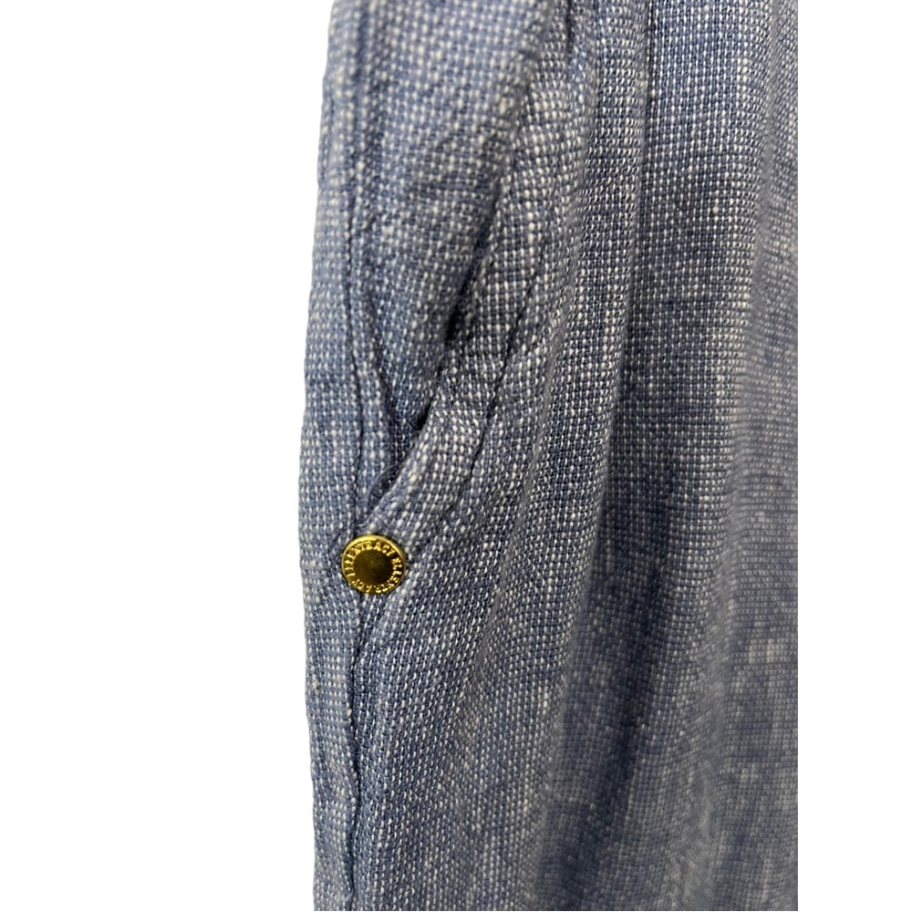 ELLEN TRACY BLUE CHAMBRAY STYLE LINEN BLEND DRAWSTRING WAIST JOGGER PANT - Picture 9 of 12